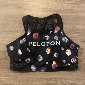 Peloton Women's Medium Black Sports Bra Padded Mesh Asteroid Activewear Gym